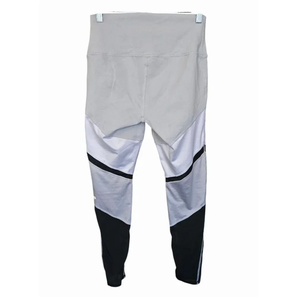 Alo Yoga High Waisted Colorblock Sheila Legging Grey White Mesh Panel Size L - Picture 2 of 6